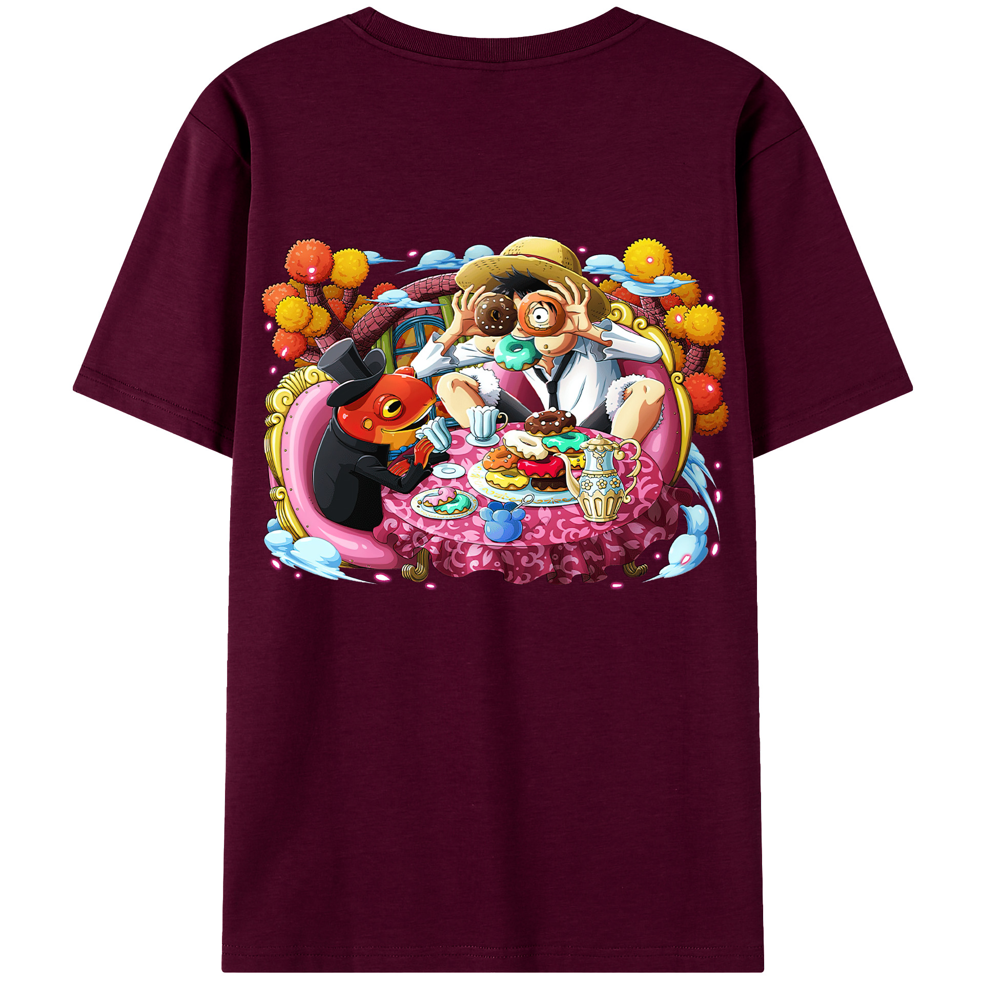 ワンピース モンキー・D・ルフィ ONE PIECE Monkey D. Luffy レディース半袖Tシャツ(バックプリント)
